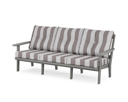POLYWOOD® Prairie Deep Seating Sofa in Slate Grey / Cabana Stripe Grey Mist