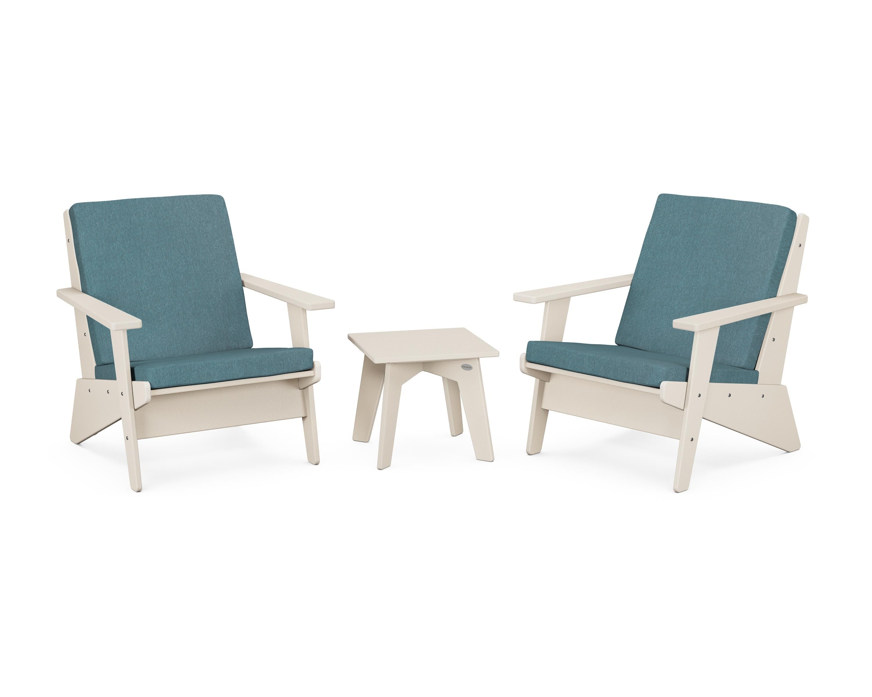 POLYWOOD® Riviera Modern Lounge 3-Piece Set in Sand / Ocean Teal