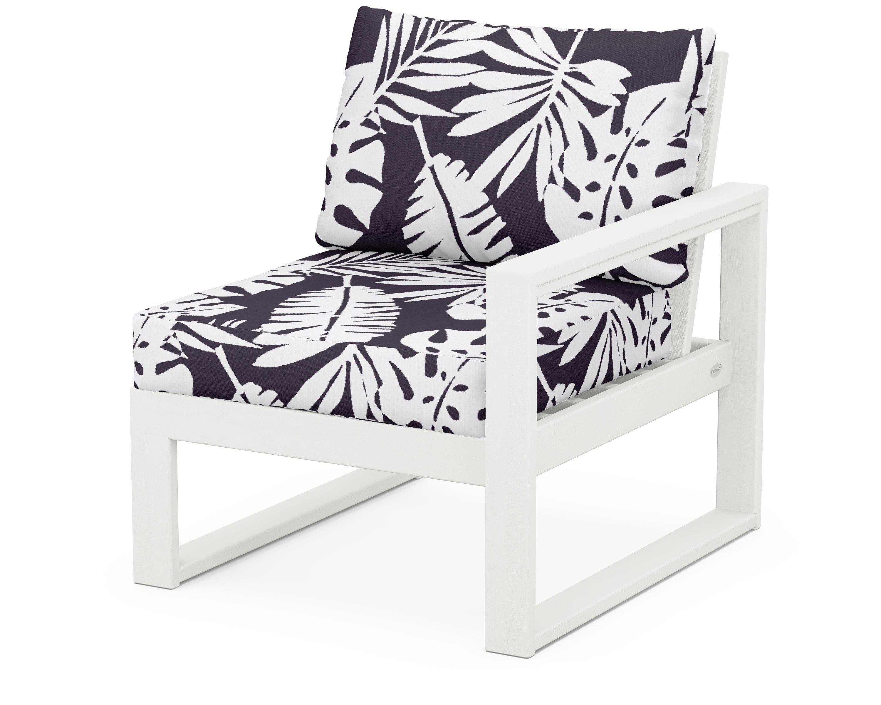 POLYWOOD® EDGE Modular Right Arm Chair in Vintage White / Leaf Navy
