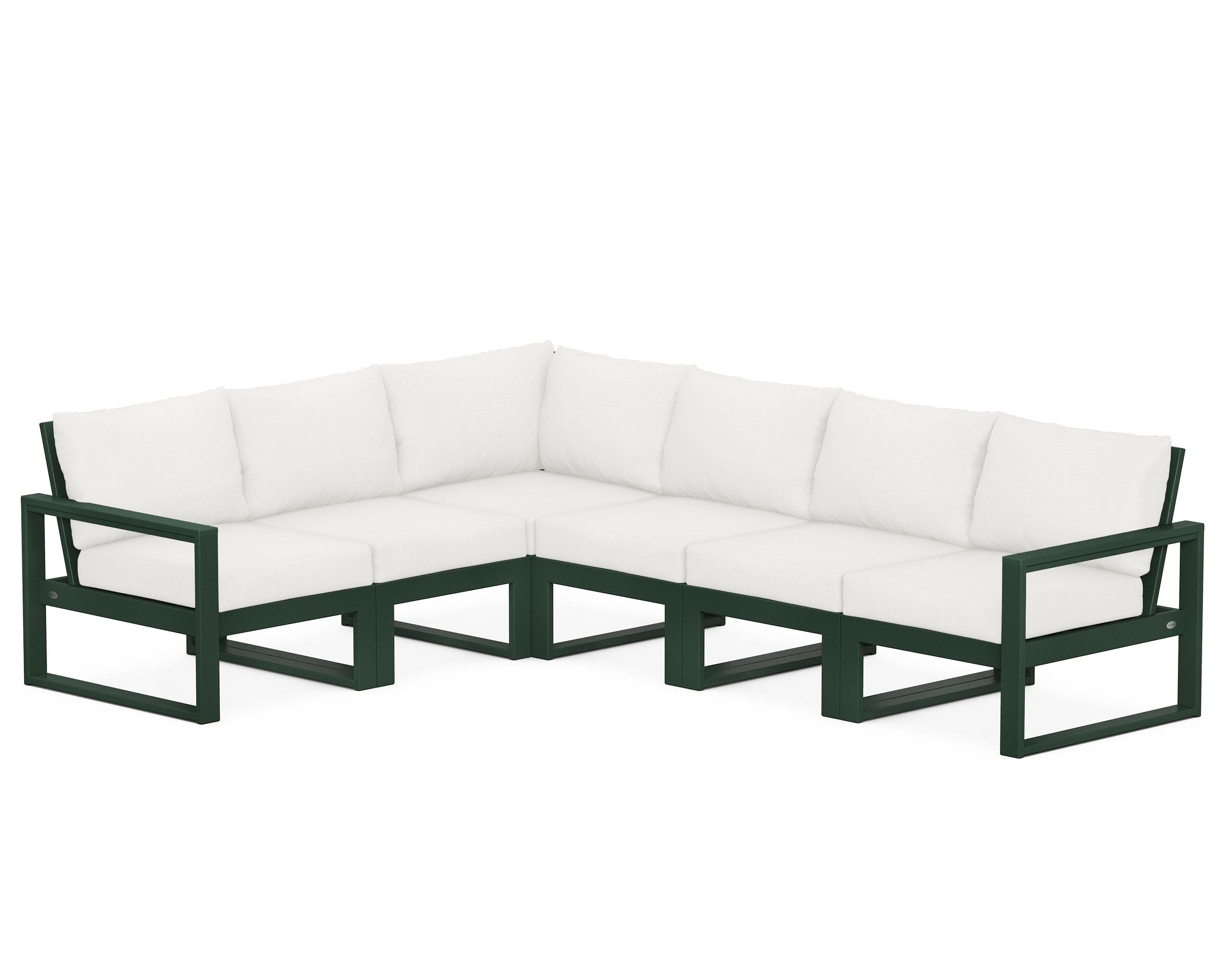 POLYWOOD® EDGE 6-Piece Modular Deep Seating Set in Green / Natural Linen