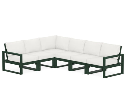 POLYWOOD® EDGE 6-Piece Modular Deep Seating Set in Green / Natural Linen