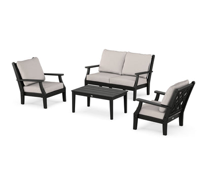 Country Living Wovendale 4-Piece Deep Seating Set with Loveseat in Black / Dune Burlap
