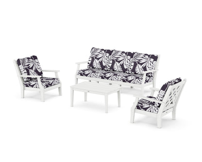 Country Living Wovendale 4-Piece Deep Seating Set with Sofa in White / Leaf Navy
