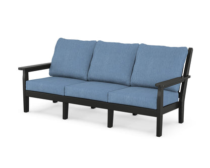 POLYWOOD® Chippendale Deep Seating Sofa in Black / Sky Blue