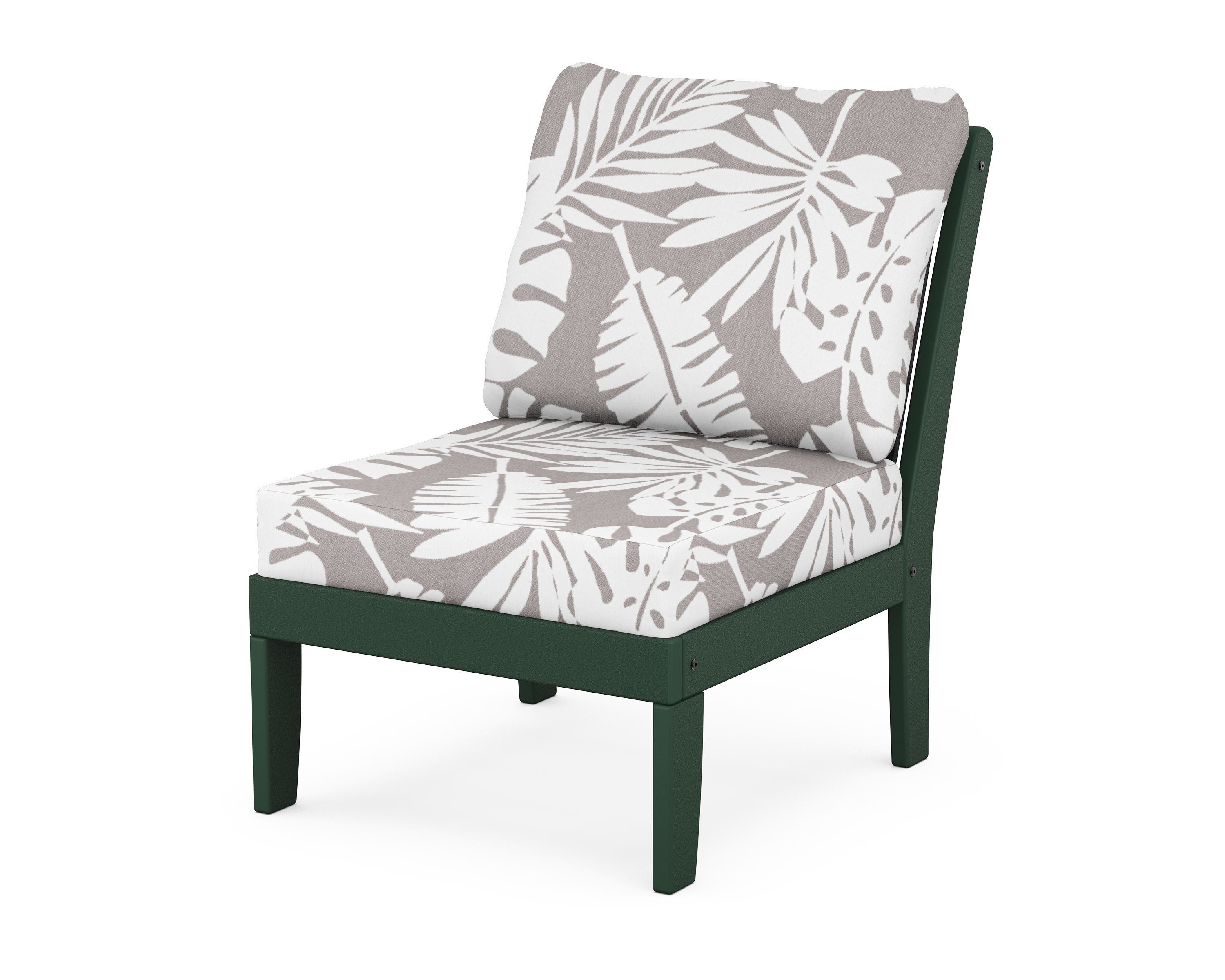 POLYWOOD® Braxton Modular Armless Chair in Green / Leaf Grey Mist