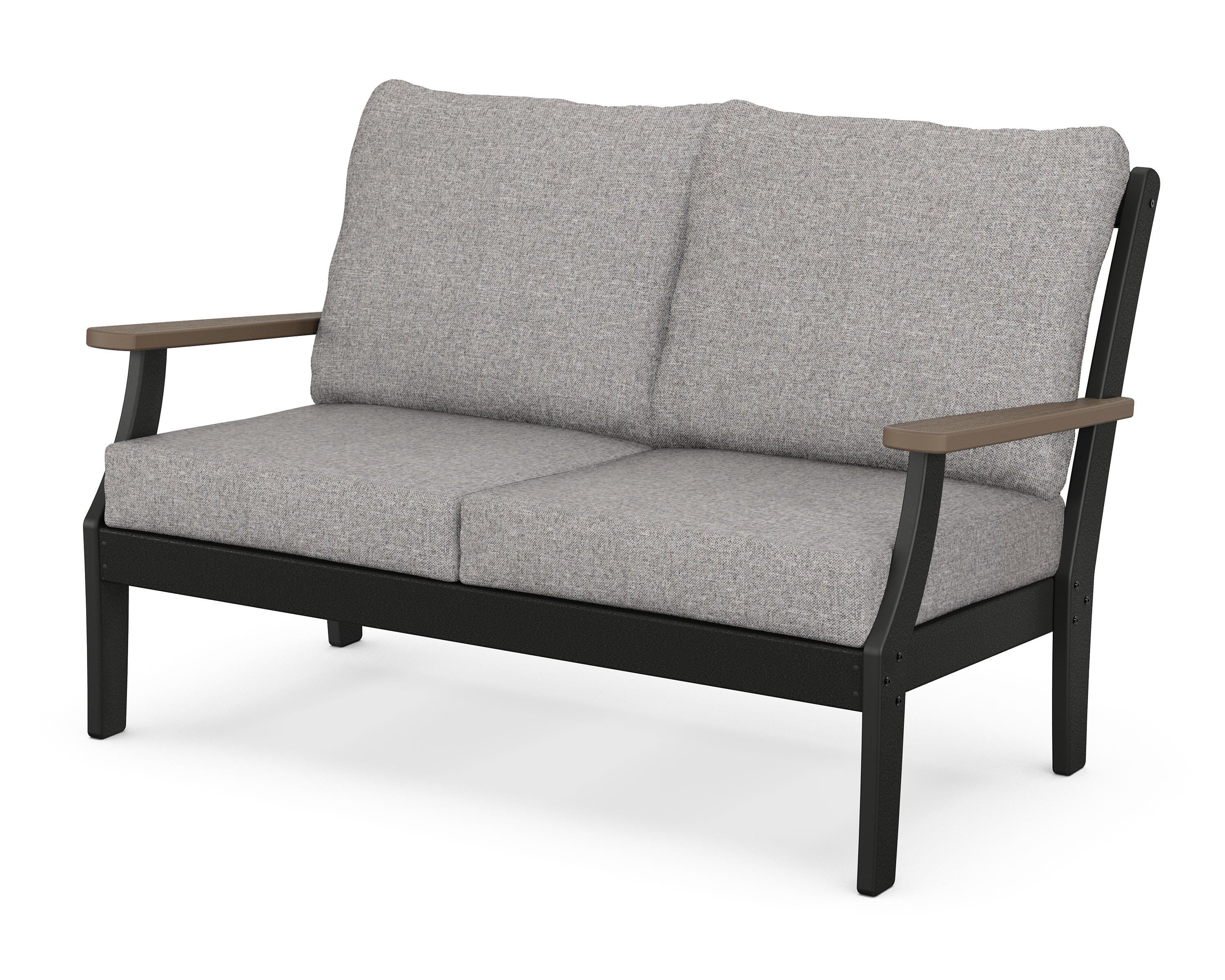 POLYWOOD® Braxton Deep Seating Loveseat in Black / Kona / Grey Mist