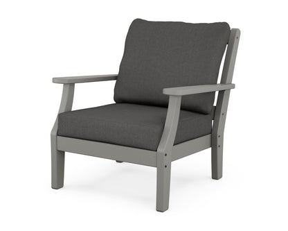 Martha Stewart by POLYWOOD® Chinoiserie Deep Seating Chair in Slate Grey / Spectrum Carbon