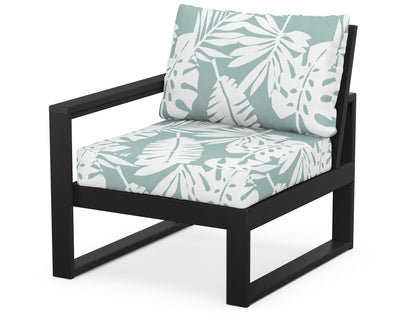 POLYWOOD® EDGE Modular Left Arm Chair in Black / Leaf Glacier Spa