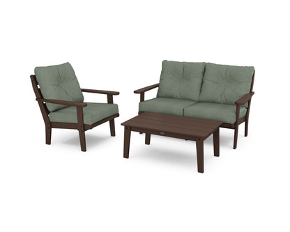 POLYWOOD® Lakeside 3-Piece Deep Seating Set in Mahogany / Cast Sage