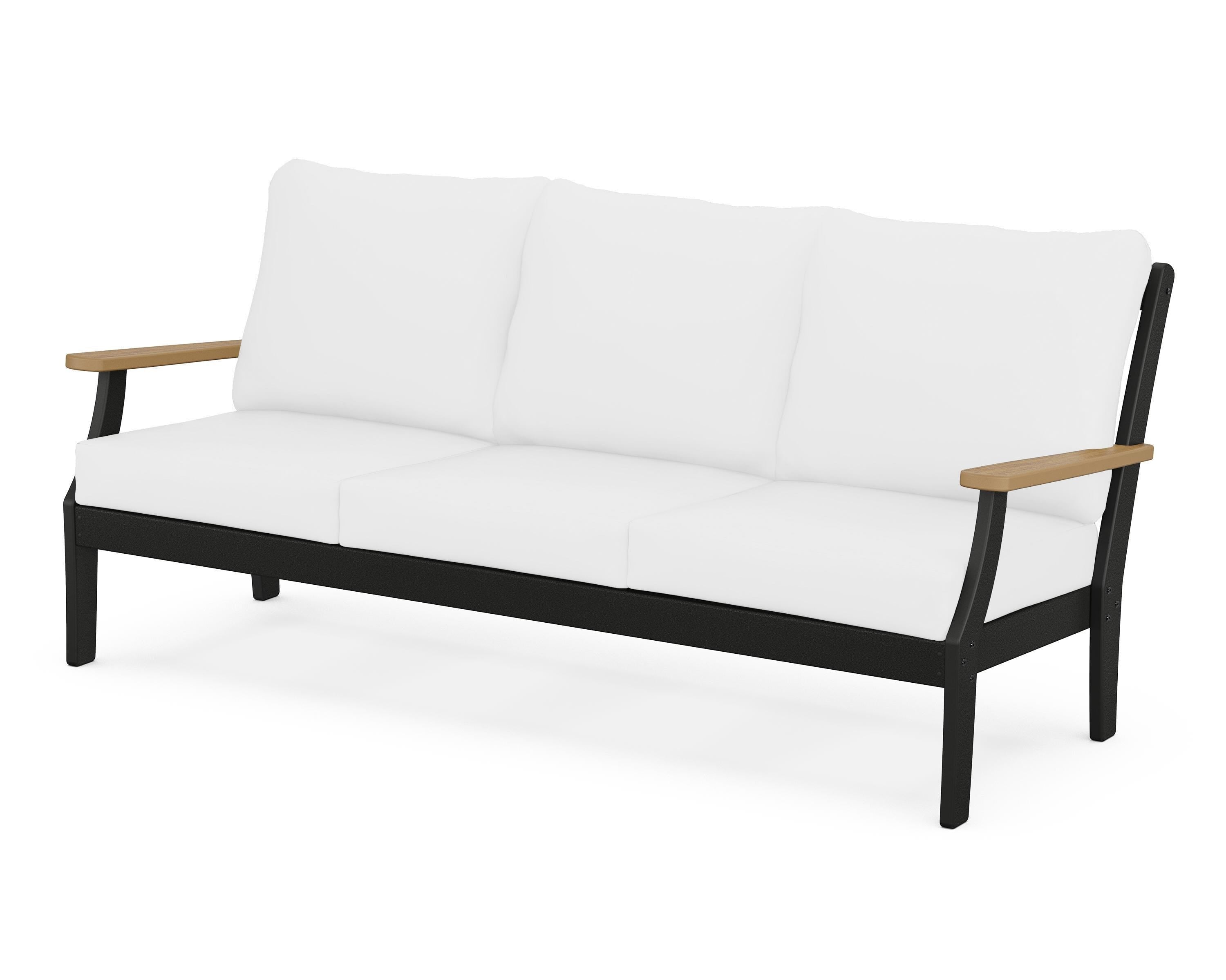 POLYWOOD® Braxton Deep Seating Sofa in Black / Natural / Natural