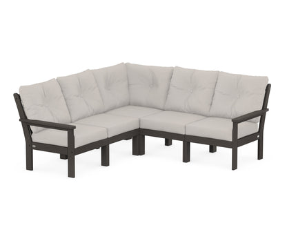 POLYWOOD® Vineyard 5-Piece Sectional in Vintage Coffee / Cast Ash