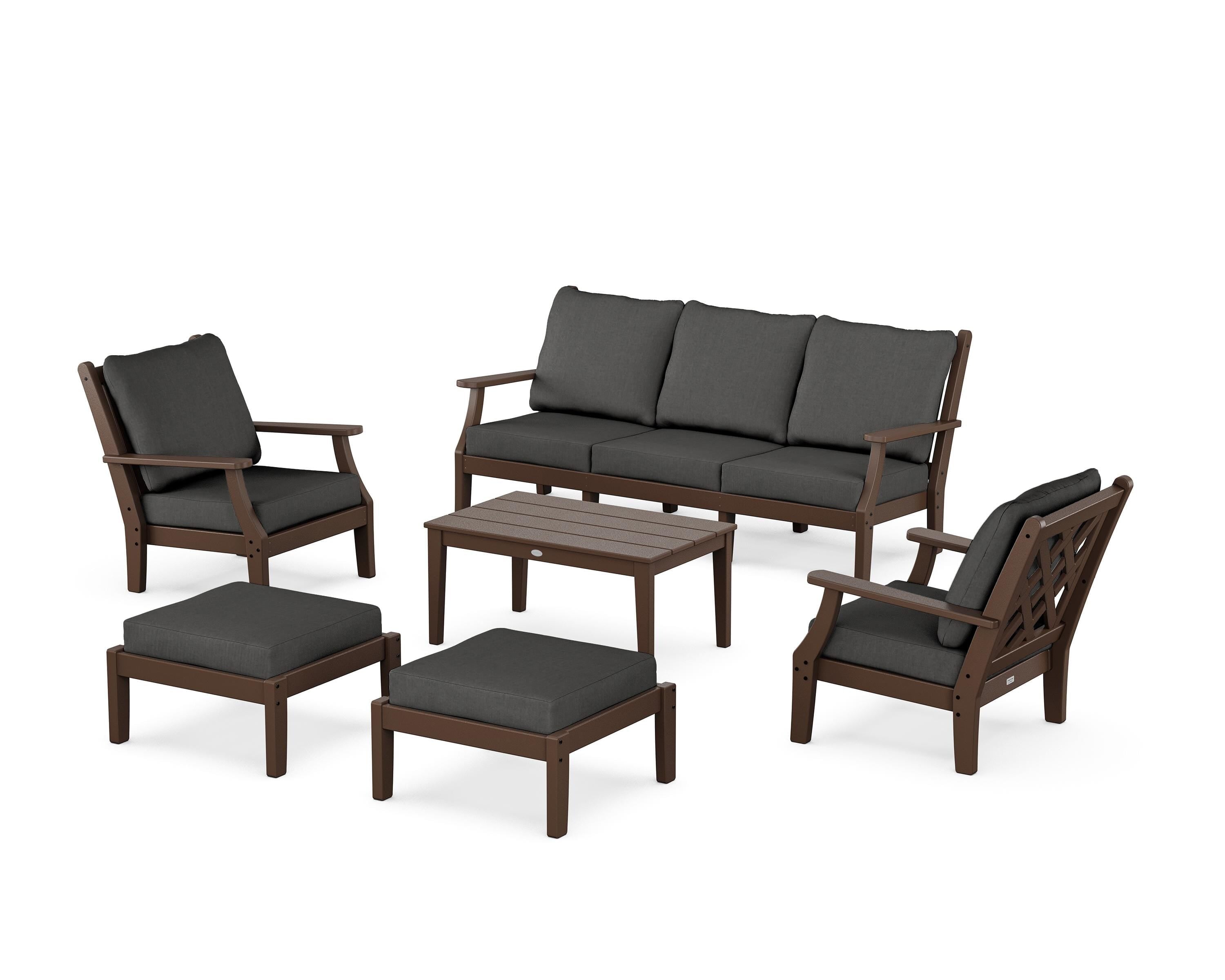 Country Living Wovendale 6-Piece Lounge Sofa Set in Mahogany / Spectrum Carbon