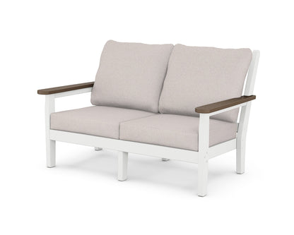 POLYWOOD® Chippendale Deep Seating Loveseat in White / Kona / Dune Burlap
