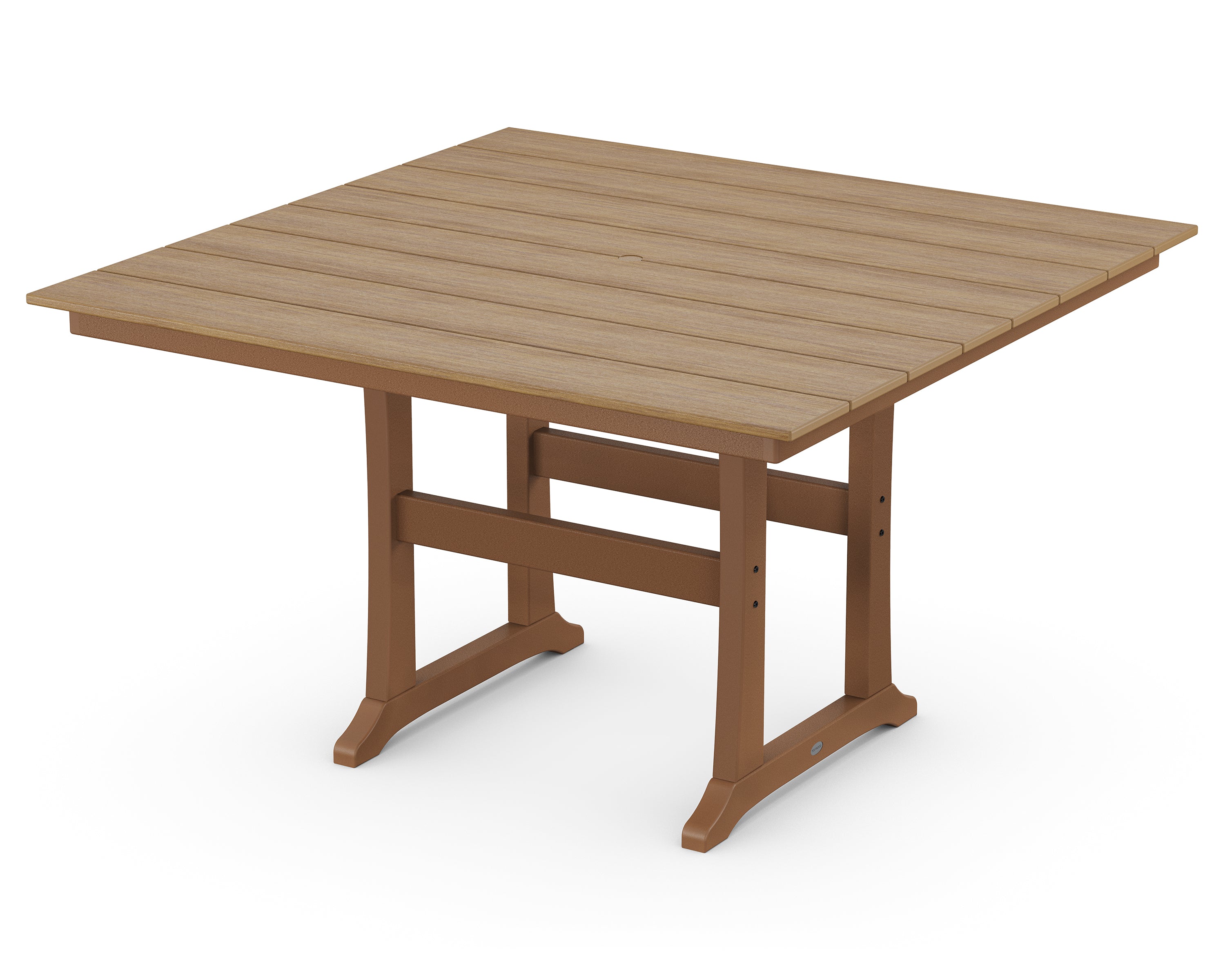 POLYWOOD® Farmhouse Trestle 59" Counter Table in Teak / Natural