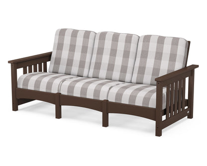 POLYWOOD® Club Mission Sofa in Mahogany / Buffalo Plaid Grey Mist
