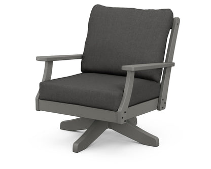 POLYWOOD® Braxton Deep Seating Swivel Chair in Slate Grey / Spectrum Carbon