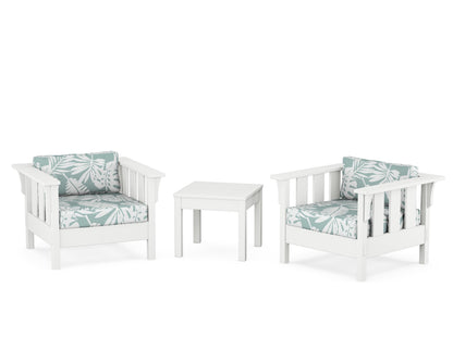 Martha Stewart by POLYWOOD® Acadia 3-Piece Deep Seating Set in White / Leaf Glacier Spa