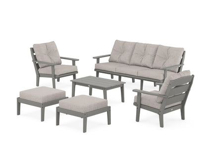 POLYWOOD® Lakeside 6-Piece Lounge Sofa Set in Slate Grey / Weathered Tweed