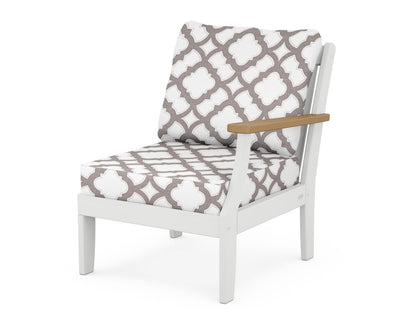 POLYWOOD® Braxton Modular Right Arm Chair in White / Natural / Trellis Grey Mist