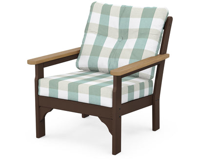 POLYWOOD® Vineyard Deep Seating Chair in Mahogany / Natural / Buffalo Plaid Glacier Spa