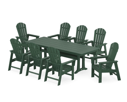 POLYWOOD® South Beach 9-Piece Farmhouse Dining Set with Trestle Legs in Green