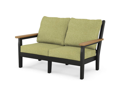 POLYWOOD® Chippendale Deep Seating Loveseat in Black / Natural / Chartreuse Boucle