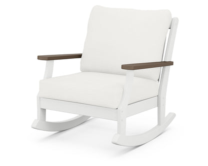 POLYWOOD® Braxton Deep Seating Rocking Chair in White / Kona / Natural Linen