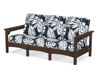POLYWOOD® Club Sofa in Mahogany / Leaf Marine Indigo