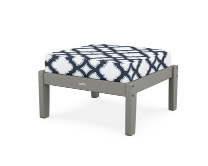 Martha Stewart by POLYWOOD® Chinoiserie Deep Seating Ottoman in Slate Grey / Trellis Marine Indigo