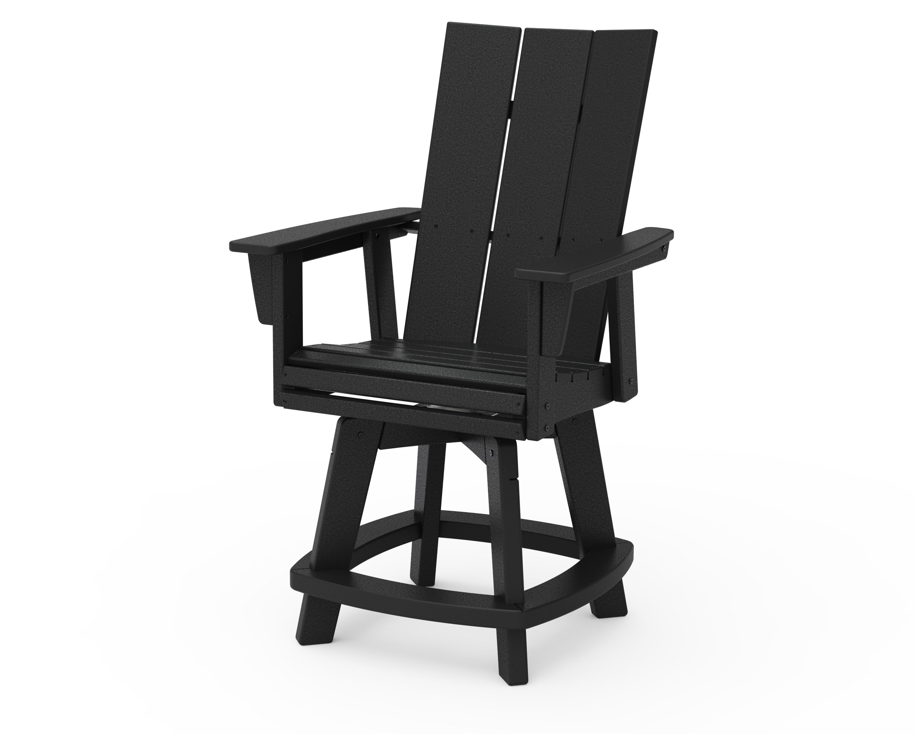 POLYWOOD® Modern Curveback Adirondack Swivel Counter Chair in Black