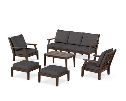 Country Living Wovendale 6-Piece Lounge Sofa Set in Mahogany / Ash Charcoal