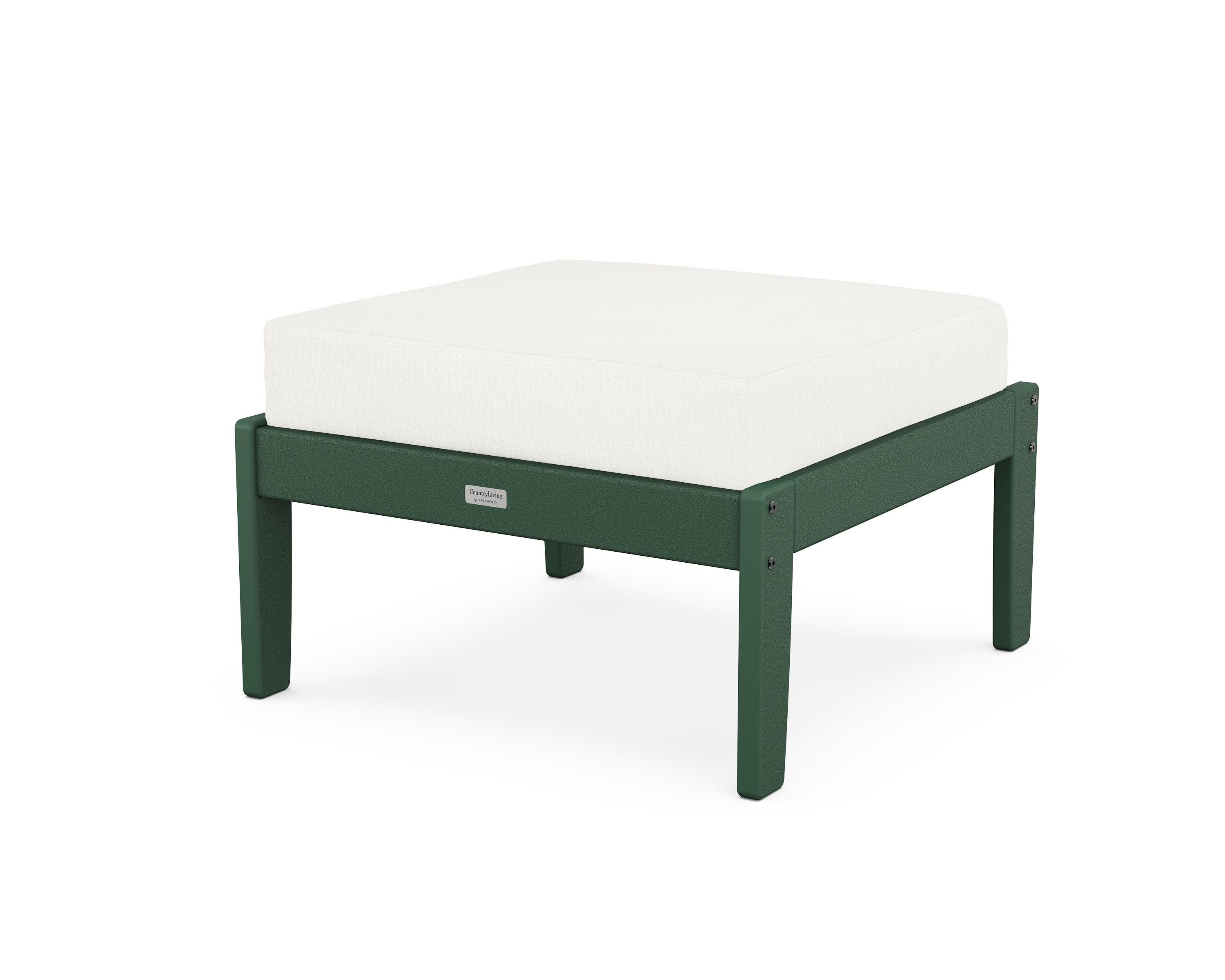 Country Living Cottage Deep Seating Ottoman in Green / Natural Linen