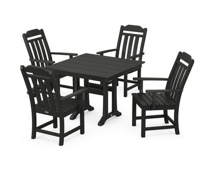 Country Living Cottage 5-Piece Farmhouse Dining Set with Trestle Legs in Black