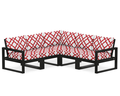 POLYWOOD® EDGE 5-Piece Modular Deep Seating Set in Black / Trellis Crimson
