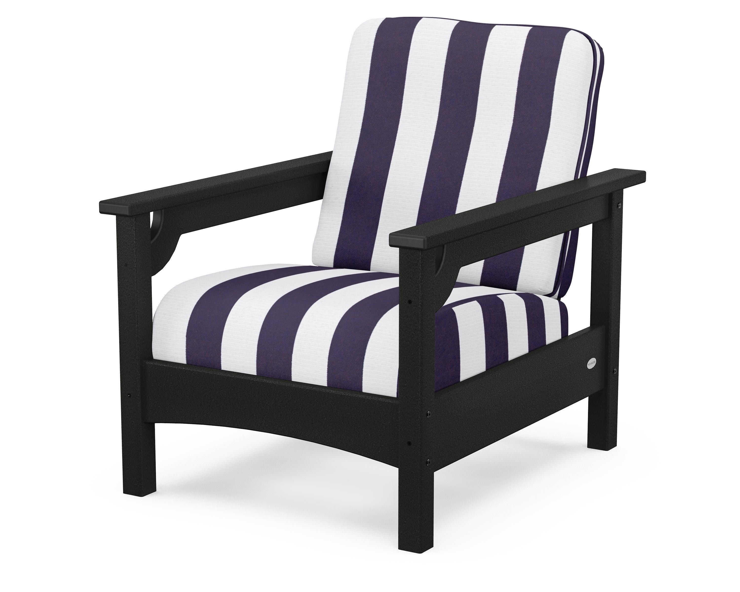 POLYWOOD® Club Chair in Black / Cabana Stripe Navy