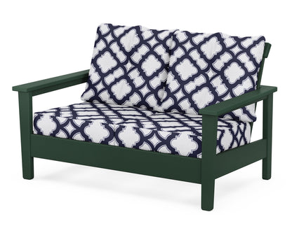 POLYWOOD® Prescott Deep Seating Loveseat in Green / Trellis Navy