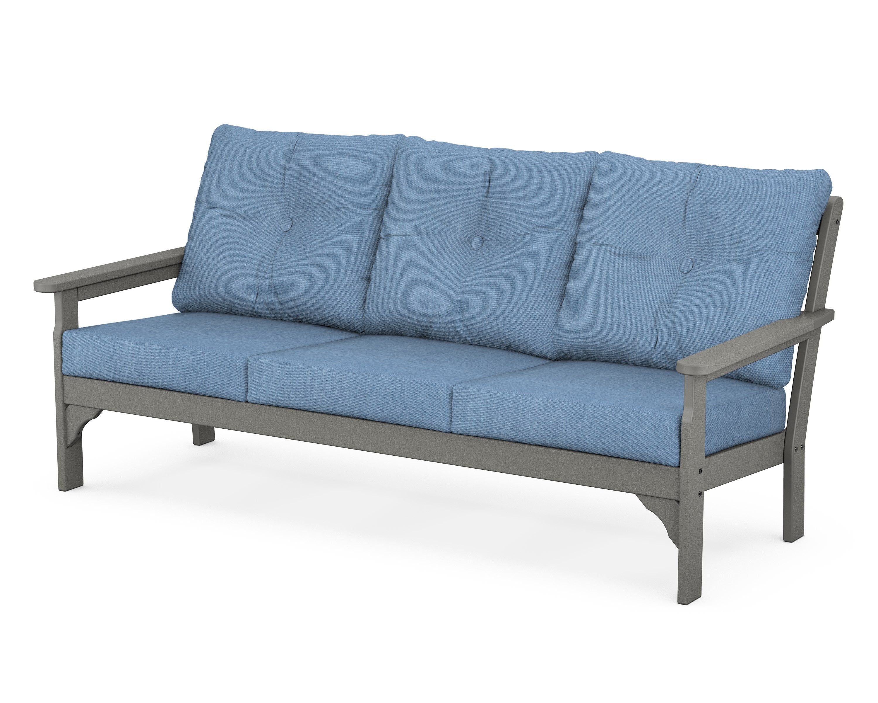 POLYWOOD® Vineyard Deep Seating Sofa in Slate Grey / Sky Blue