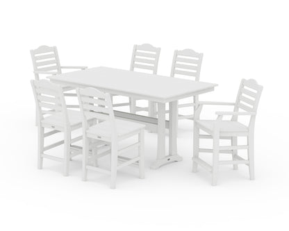 Draper James™ by  POLYWOOD® Savannah 7-Piece Farmhouse Counter Set with Trestle Legs in White