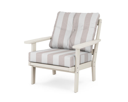 POLYWOOD® Oxford Deep Seating Chair in Sand / Cabana Stripe Dune Burlap