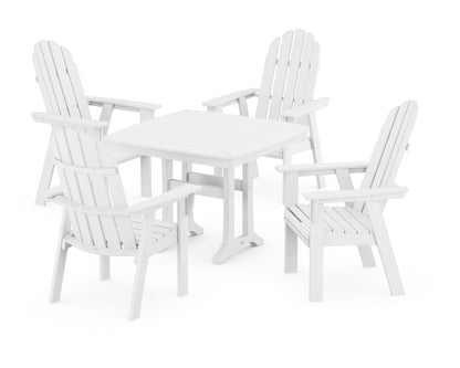 POLYWOOD® Vineyard Adirondack 5-Piece Dining Set with Trestle Legs in White