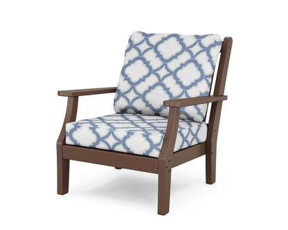 Country Living Wovendale Deep Seating Chair in Mahogany / Trellis Sky Blue