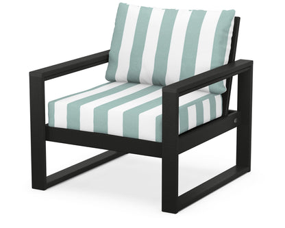 POLYWOOD® EDGE Club Chair in Black / Cabana Stripe Glacier Spa