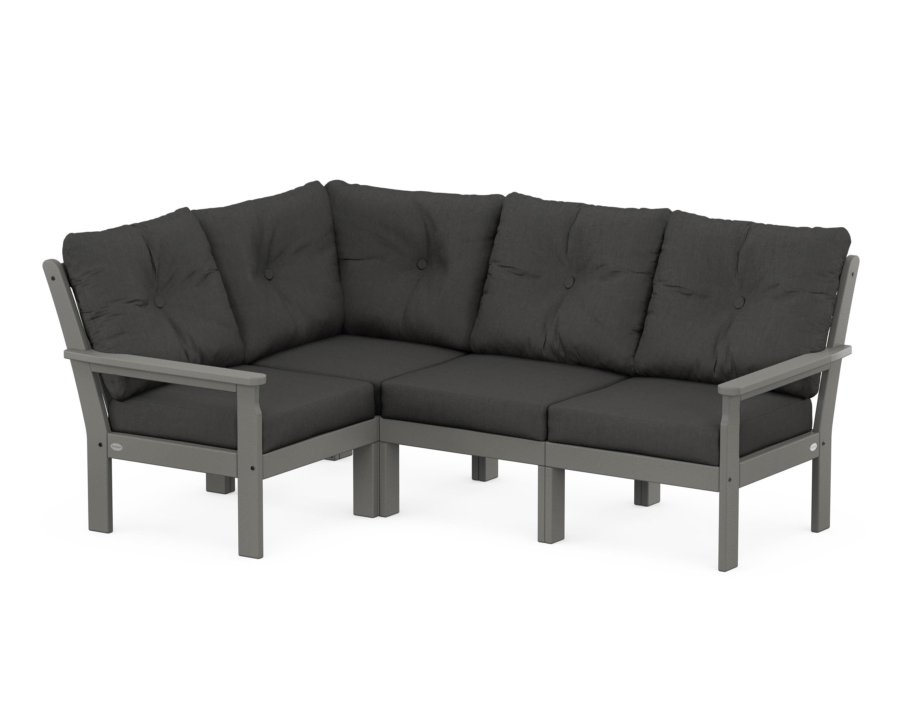 POLYWOOD® Vineyard 4-Piece Sectional in Slate Grey / Spectrum Carbon