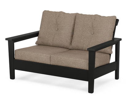 POLYWOOD® Prescott Deep Seating Loveseat in Black / Spiced Burlap