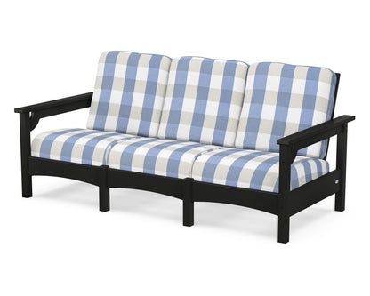 POLYWOOD® Club Sofa in Black / Buffalo Plaid Sky Blue