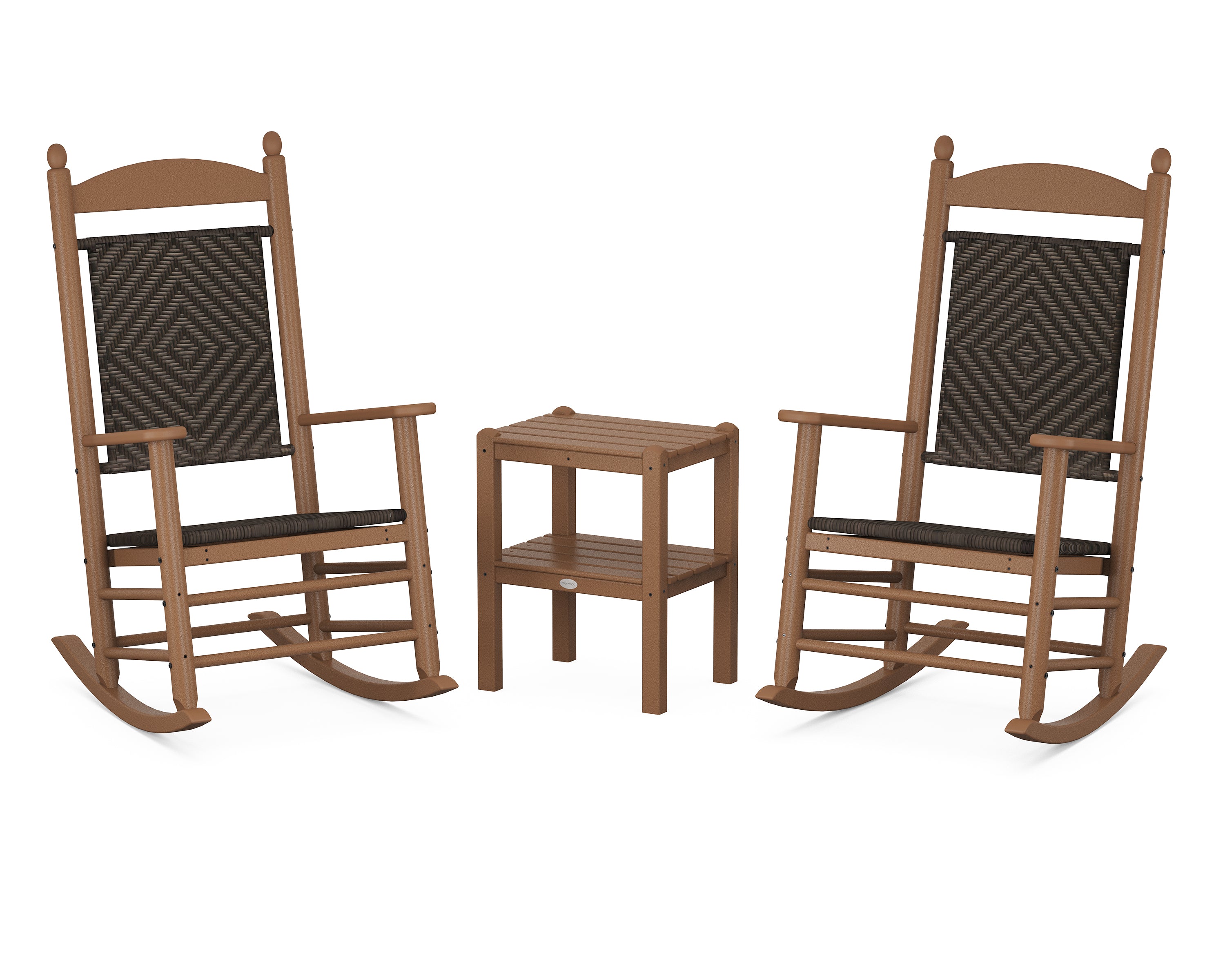 POLYWOOD® Jefferson 3-Piece Woven Rocker Set in Teak / Cahaba
