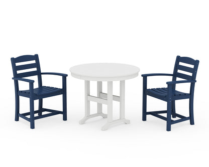 POLYWOOD® La Casa Café 3-Piece Round Dining Set in Navy / White
