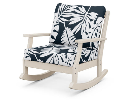 POLYWOOD® Braxton Deep Seating Rocking Chair in Sand / Leaf Marine Indigo