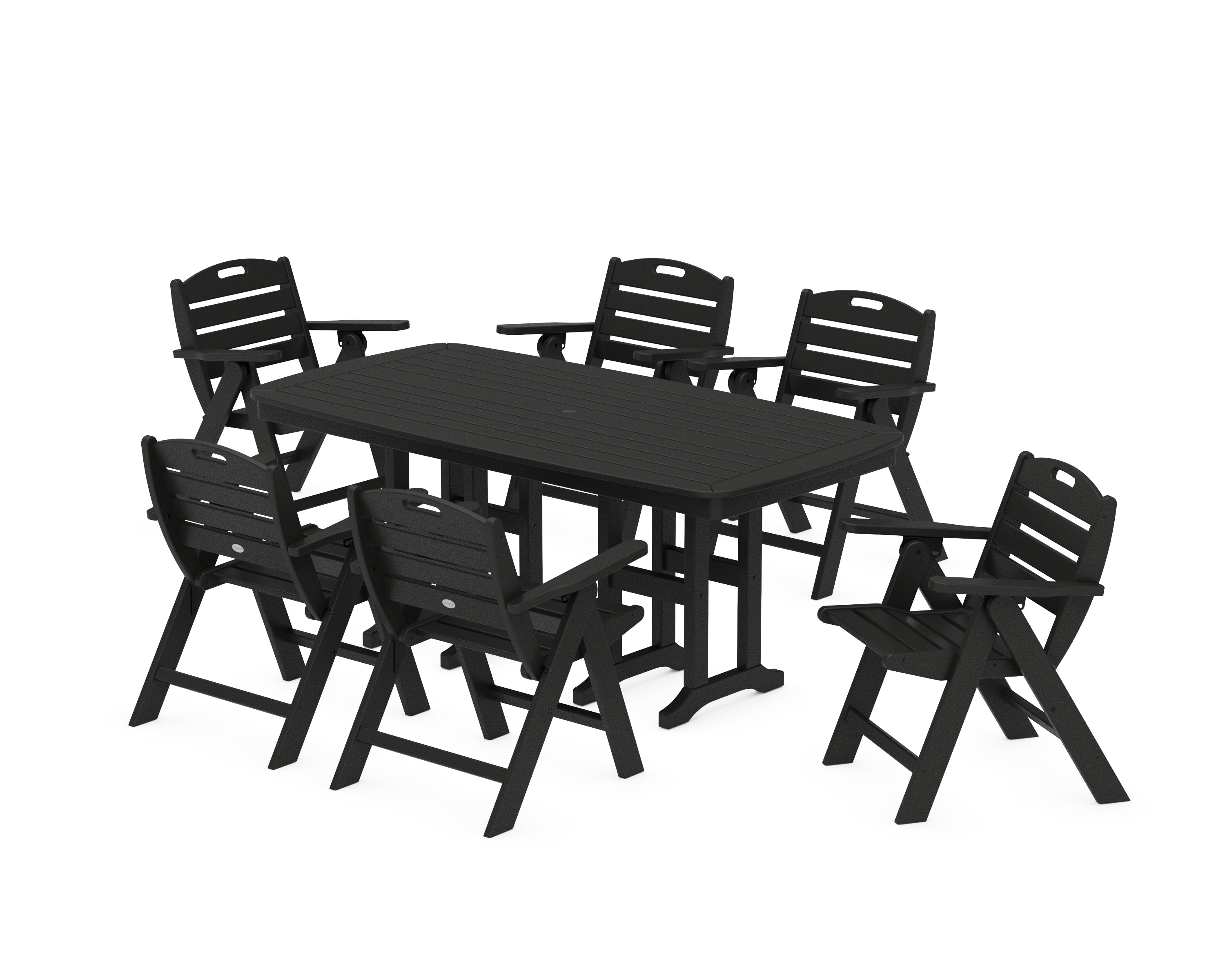 POLYWOOD® Nautical Lowback 7-Piece Dining Set in Black