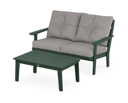 POLYWOOD® Lakeside 2-Piece Lounge Loveseat Set in Green / Grey Mist